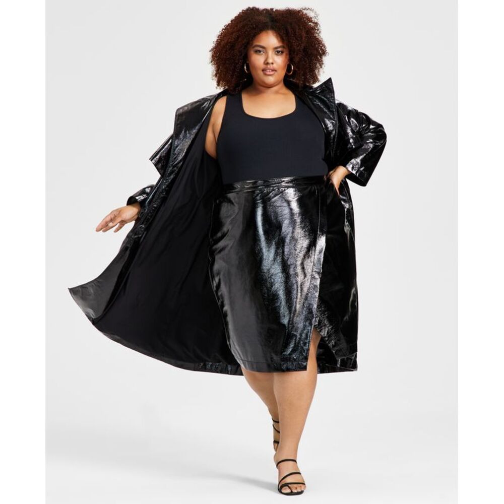 Trendy Plus Size Faux-Leather Skirt